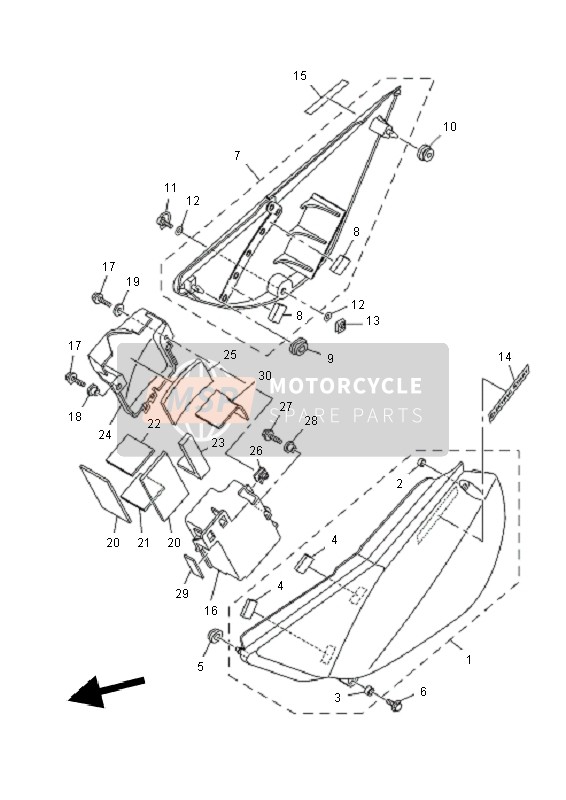 Yamaha TT-R125E SW & LW 2010 Side Cover for a 2010 Yamaha TT-R125E SW & LW