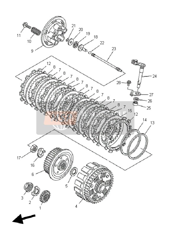 Yamaha WR250F 2010 Clutch for a 2010 Yamaha WR250F