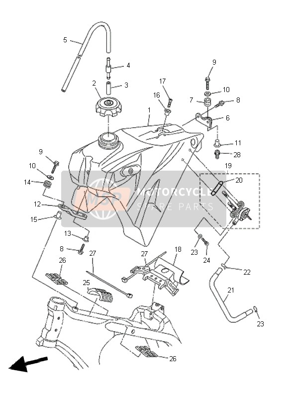 Yamaha WR250F 2010 Réservoir d'essence pour un 2010 Yamaha WR250F