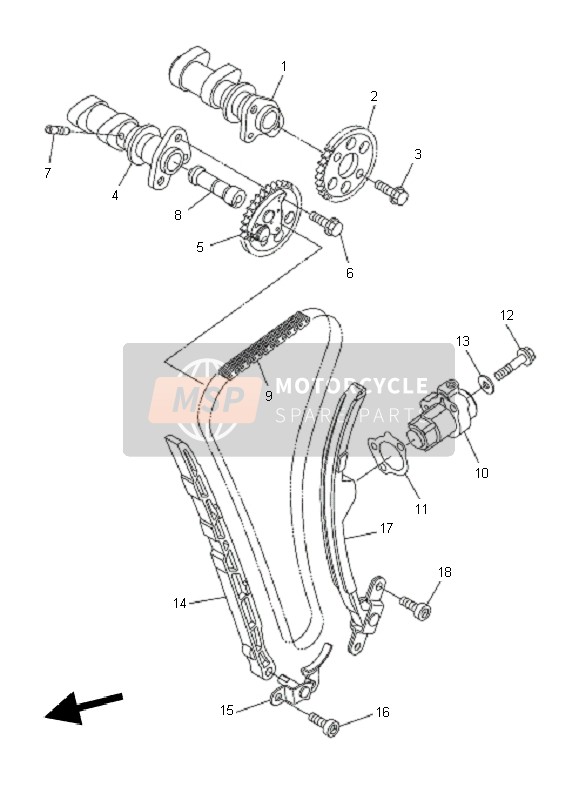 Yamaha WR250R 2010 Albero A Camme & Catena per un 2010 Yamaha WR250R