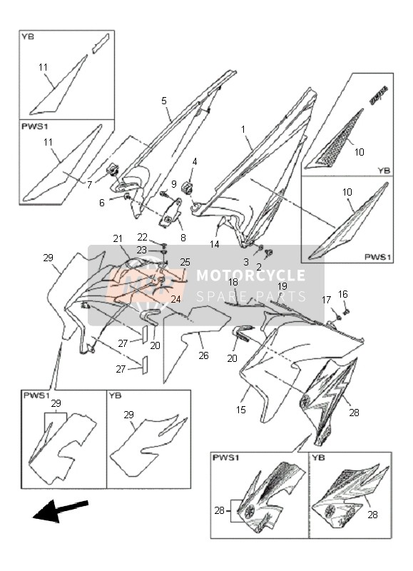 3D72414J0000, Moulure,  Couvercle D, Yamaha, 1