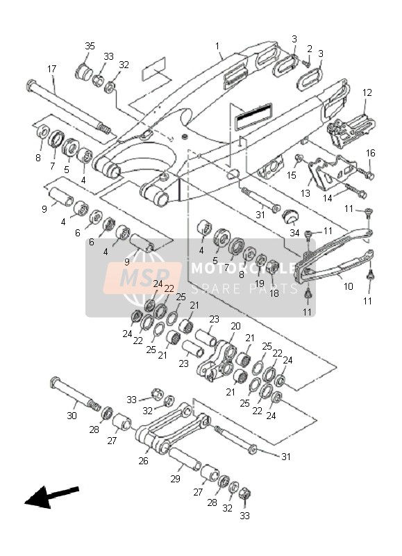 Yamaha WR450F 2010 Rear Arm for a 2010 Yamaha WR450F