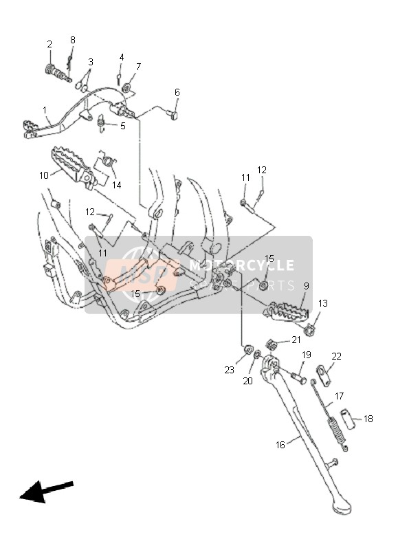 Yamaha WR450F 2010 Estar & Reposapiés para un 2010 Yamaha WR450F