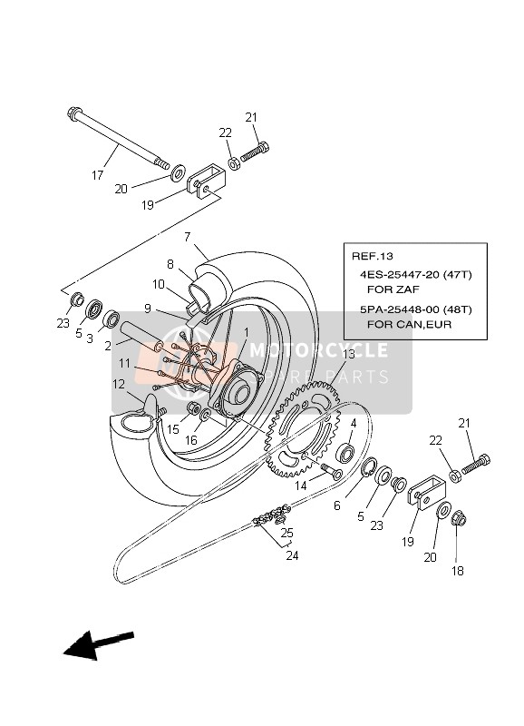 Yamaha YZ85 SW & LW 2010 Rear Wheel for a 2010 Yamaha YZ85 SW & LW