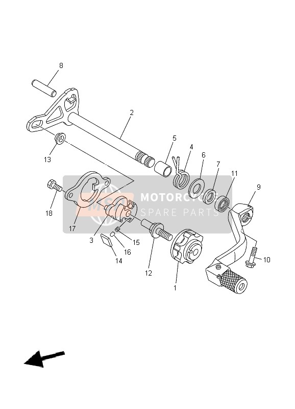 Yamaha YZ125 2010 Shift Shaft for a 2010 Yamaha YZ125