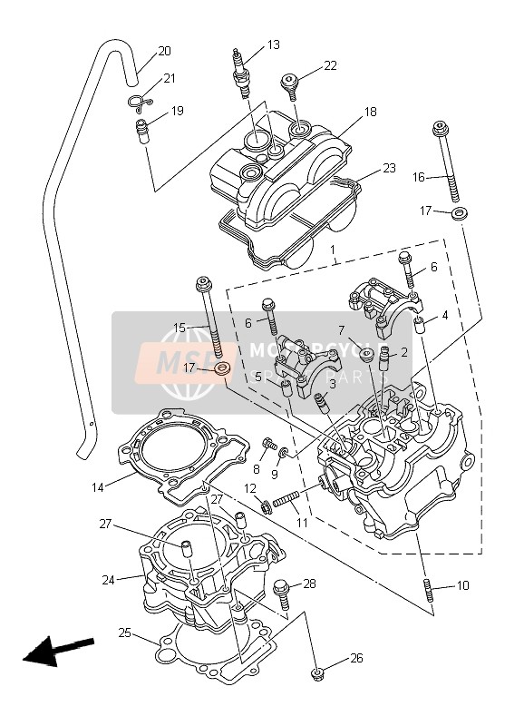 Yamaha YZ250F 2010 Cylinder for a 2010 Yamaha YZ250F