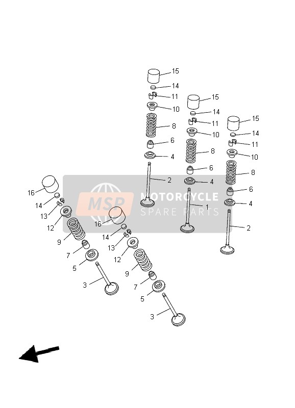 5VY121170000, Piattello Molla Valvola, Yamaha, 3