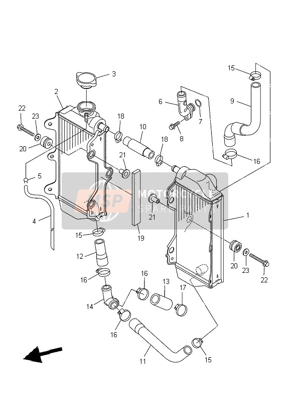 Yamaha YZ250F 2010 Radiator & Hose for a 2010 Yamaha YZ250F