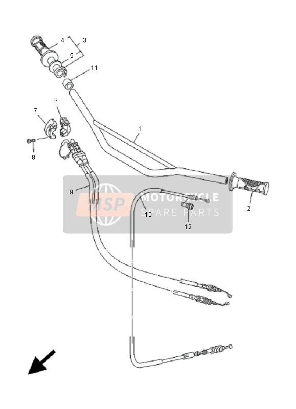 Yamaha WR250F 2001 Steering Handle & Cable for a 2001 Yamaha WR250F