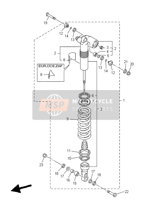 Yamaha YZ450F 2010 Suspensión trasera para un 2010 Yamaha YZ450F