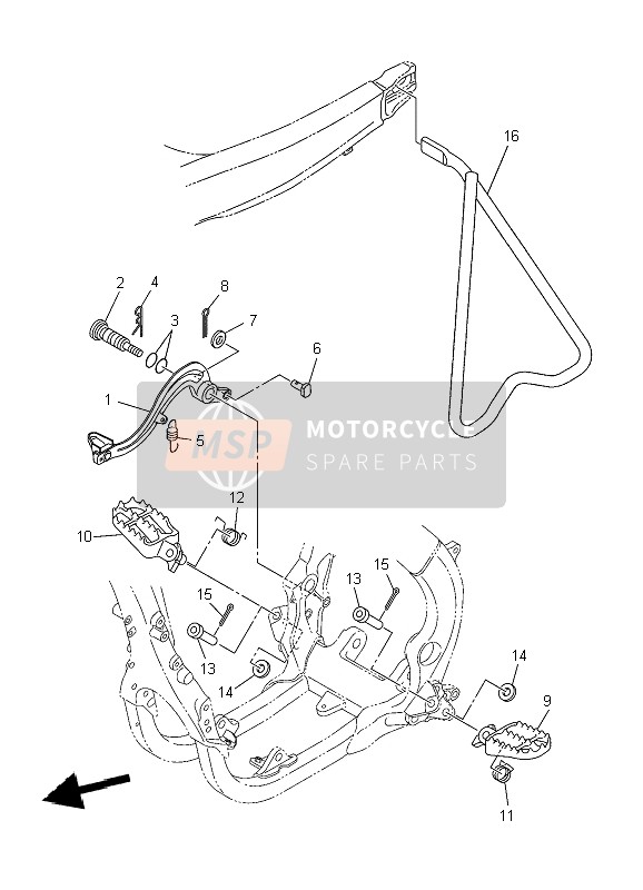 Yamaha YZ450F 2010 Estar & Reposapiés para un 2010 Yamaha YZ450F