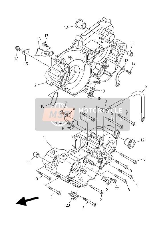 Yamaha YZ250 2010 Crankcase for a 2010 Yamaha YZ250