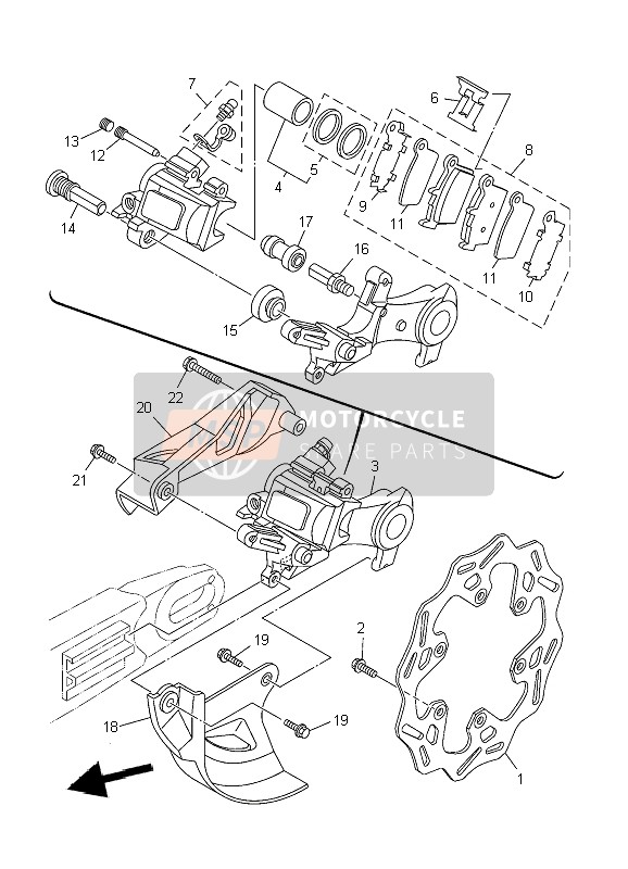 Yamaha YZ250 2010 BREMSSATTEL HINTEN für ein 2010 Yamaha YZ250