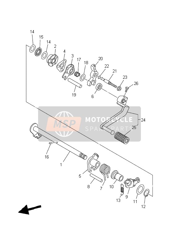 Yamaha TT-R110E 2011 Eje de cambio para un 2011 Yamaha TT-R110E