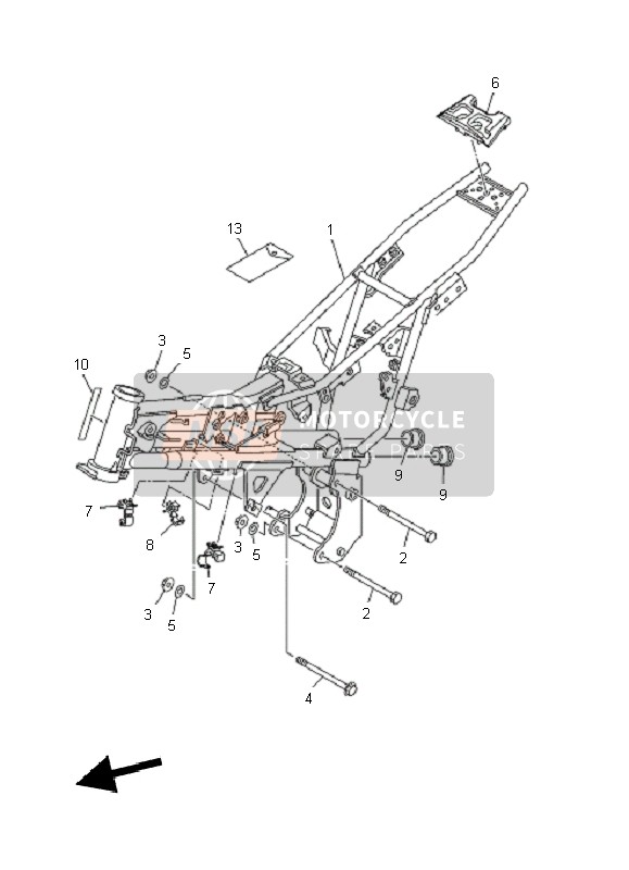 Yamaha TT-R110E 2011 Frame for a 2011 Yamaha TT-R110E