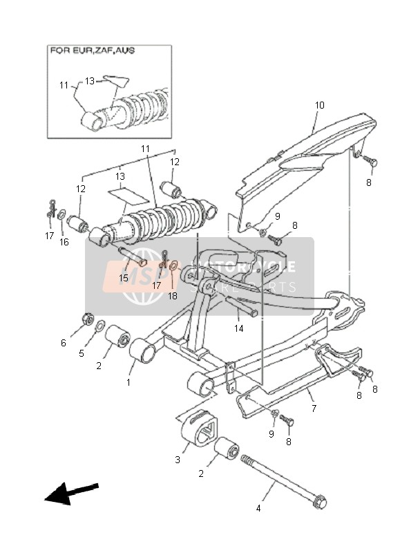 Yamaha TT-R110E 2011 Brazo trasero & Suspensión para un 2011 Yamaha TT-R110E