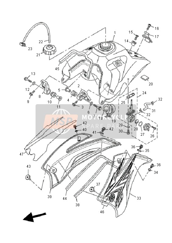 Yamaha TT-R125 SW & LW 2011 Depósito de combustible para un 2011 Yamaha TT-R125 SW & LW