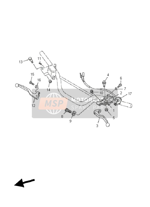 Yamaha TT-R125 SW & LW 2011 Interruptor de manija & Palanca para un 2011 Yamaha TT-R125 SW & LW