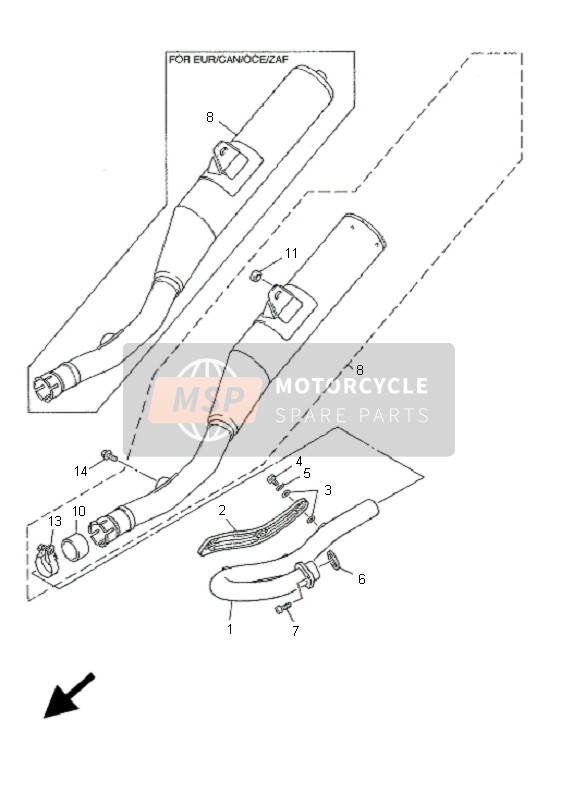 Yamaha WR426F+400F 2001 Uitlaat voor een 2001 Yamaha WR426F+400F