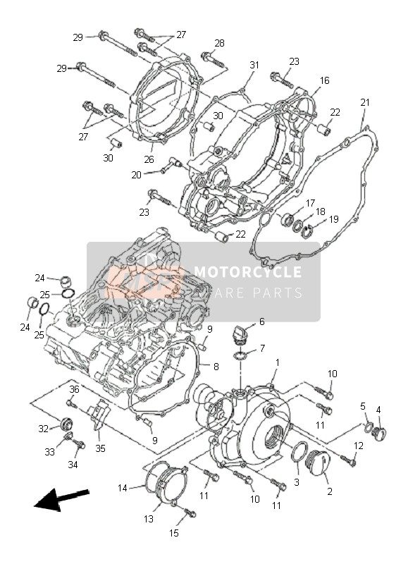 Yamaha WR250F 2011 Crankcase Cover 1 for a 2011 Yamaha WR250F