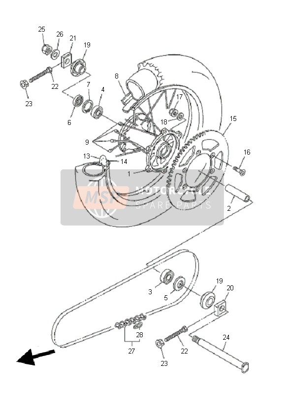 Yamaha WR250F 2011 Ruota posteriore per un 2011 Yamaha WR250F