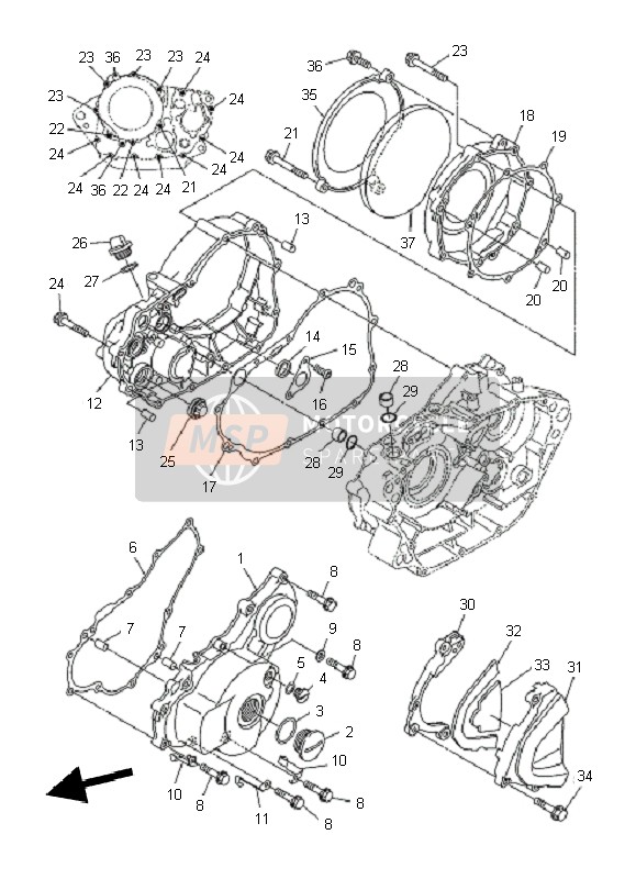 Yamaha WR250R 2011 Tapa del cárter 1 para un 2011 Yamaha WR250R