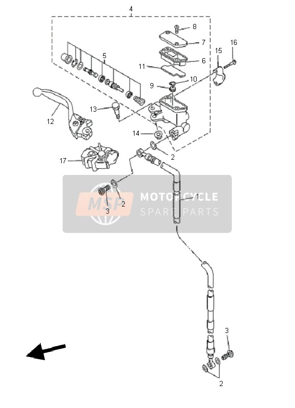 Yamaha YZ250 2011 Cilindro maestro delantero para un 2011 Yamaha YZ250