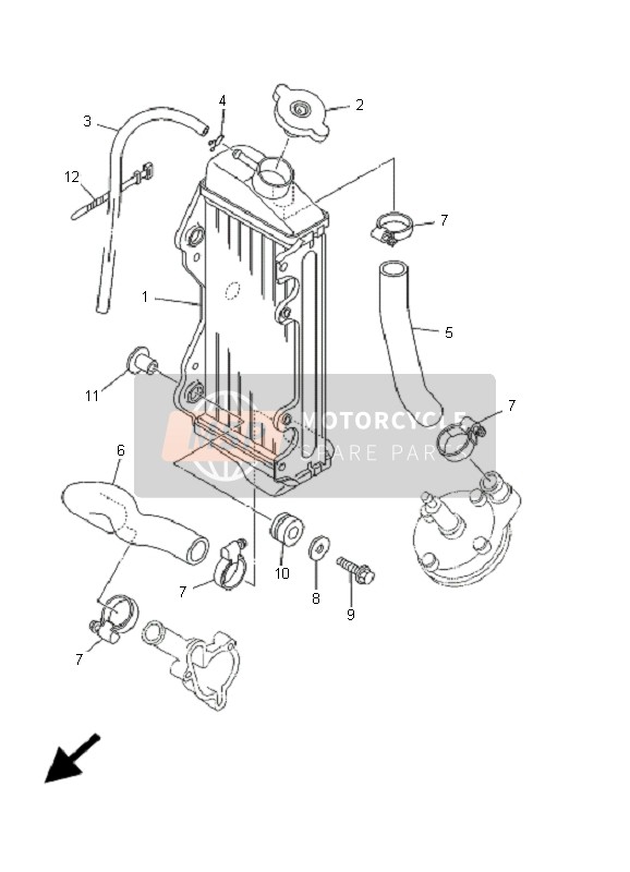 Yamaha YZ80 SW & LW 2001 Radiateur & Tuyau pour un 2001 Yamaha YZ80 SW & LW