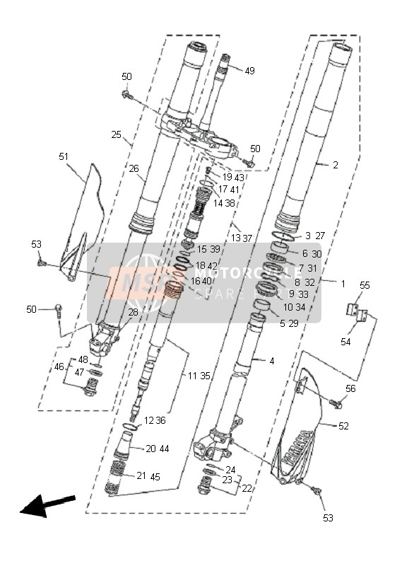 Yamaha YZ250F 2011 Forcella anteriore per un 2011 Yamaha YZ250F