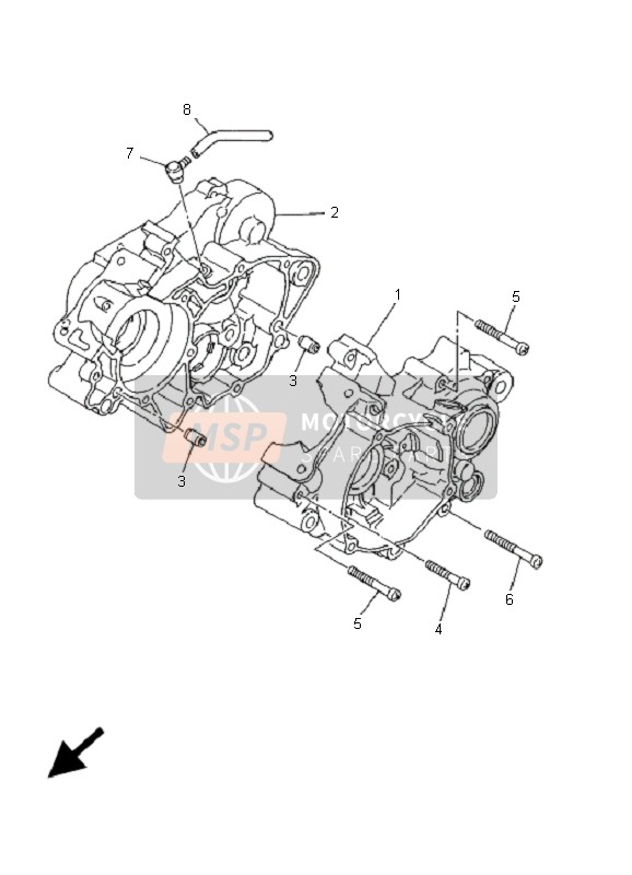 Yamaha YZ80 SW & LW 2001 Crankcase for a 2001 Yamaha YZ80 SW & LW