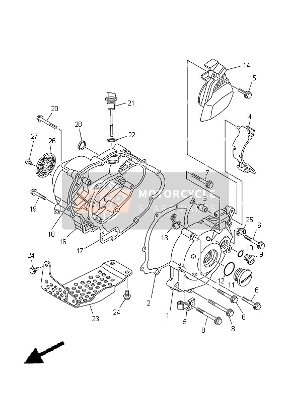 Yamaha TT-R50E 2012 Crankcase Cover 1 for a 2012 Yamaha TT-R50E