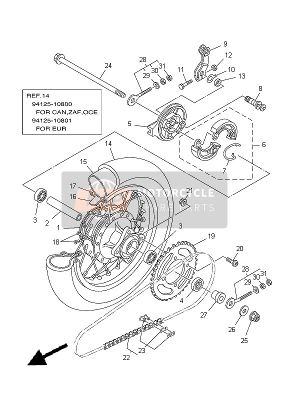 Yamaha TT-R50E 2012 HINTERRAD für ein 2012 Yamaha TT-R50E