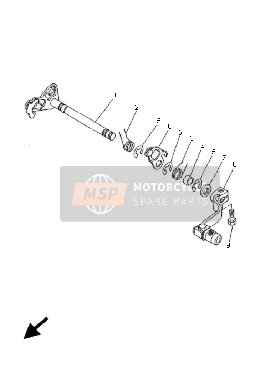 Yamaha YZ80 SW & LW 2001 Arbre de changement de vitesse pour un 2001 Yamaha YZ80 SW & LW