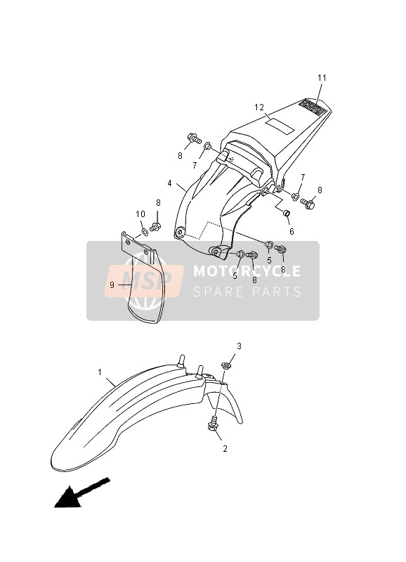 Yamaha TT-R125 SW & LW 2012 Parafango per un 2012 Yamaha TT-R125 SW & LW