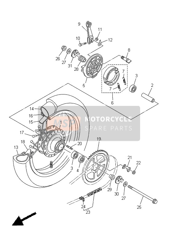 Yamaha TT-R125 SW & LW 2012 Rueda trasera para un 2012 Yamaha TT-R125 SW & LW