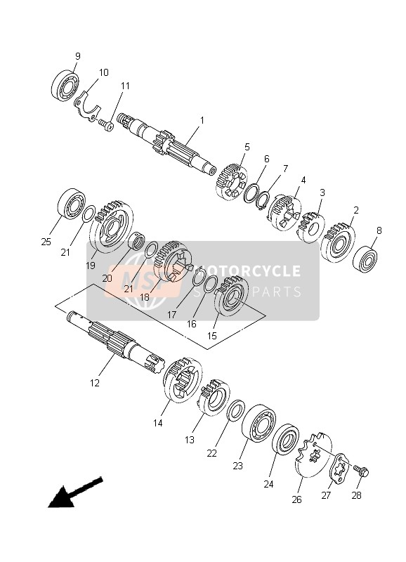 Yamaha TT-R125E SW & LW 2012 Transmission for a 2012 Yamaha TT-R125E SW & LW