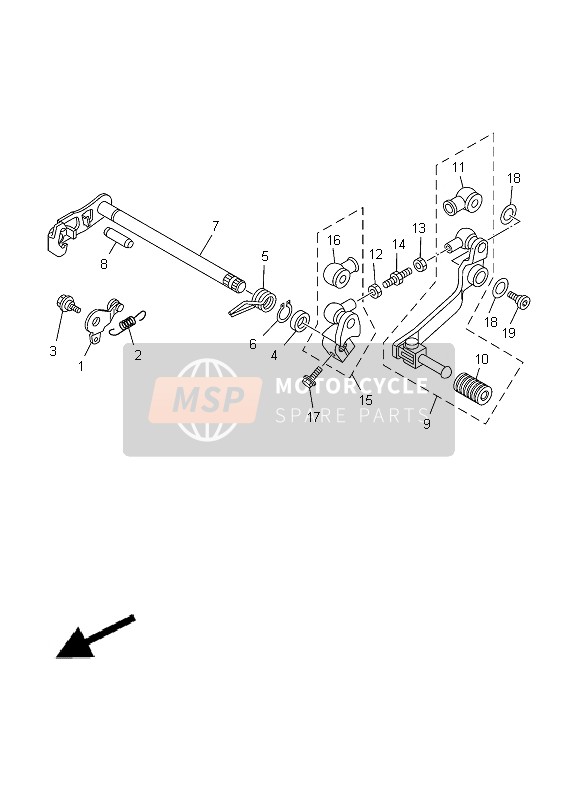 Yamaha TT-R125E SW & LW 2012 Eje de cambio para un 2012 Yamaha TT-R125E SW & LW