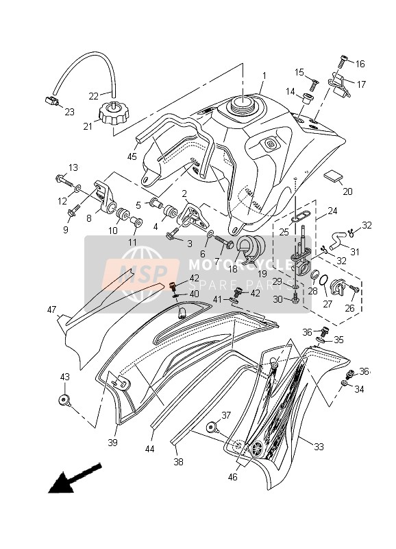 Yamaha TT-R125E SW & LW 2012 Depósito de combustible para un 2012 Yamaha TT-R125E SW & LW