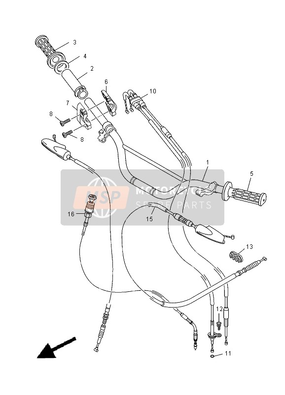 Yamaha TT-R125E SW & LW 2012 Steering Handle & Cable for a 2012 Yamaha TT-R125E SW & LW