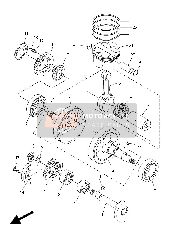 Yamaha WR250R 2012 Vilebrequin & Piston pour un 2012 Yamaha WR250R