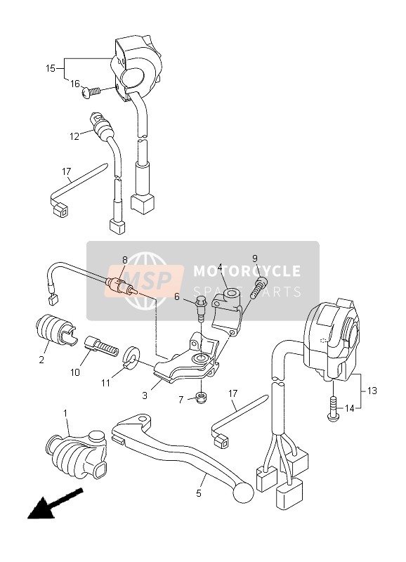 Yamaha WR250R 2012 Commutateur de poignée & Levier pour un 2012 Yamaha WR250R