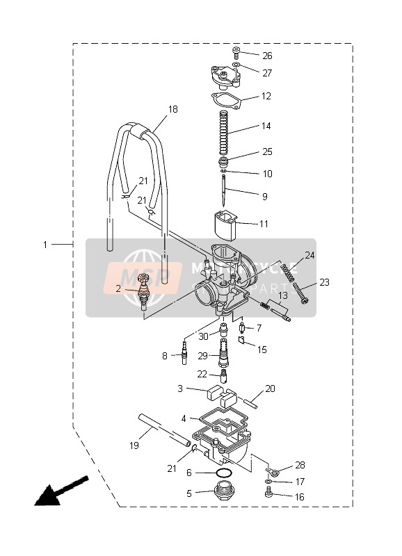 Yamaha YZ85 SW & LW 2012 Carburador para un 2012 Yamaha YZ85 SW & LW