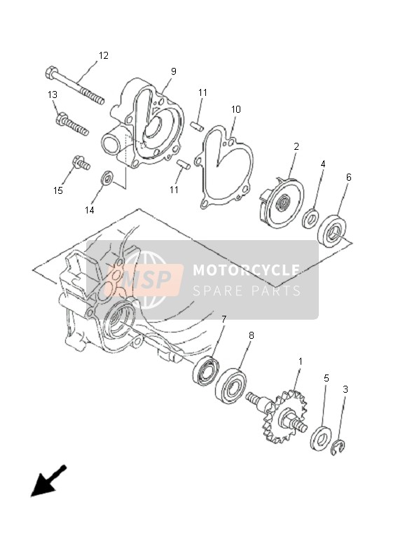 Yamaha YZ125 2001 Bomba de agua para un 2001 Yamaha YZ125