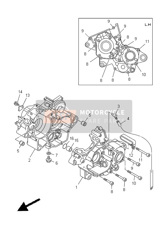 Yamaha YZ125 2012 Crankcase for a 2012 Yamaha YZ125