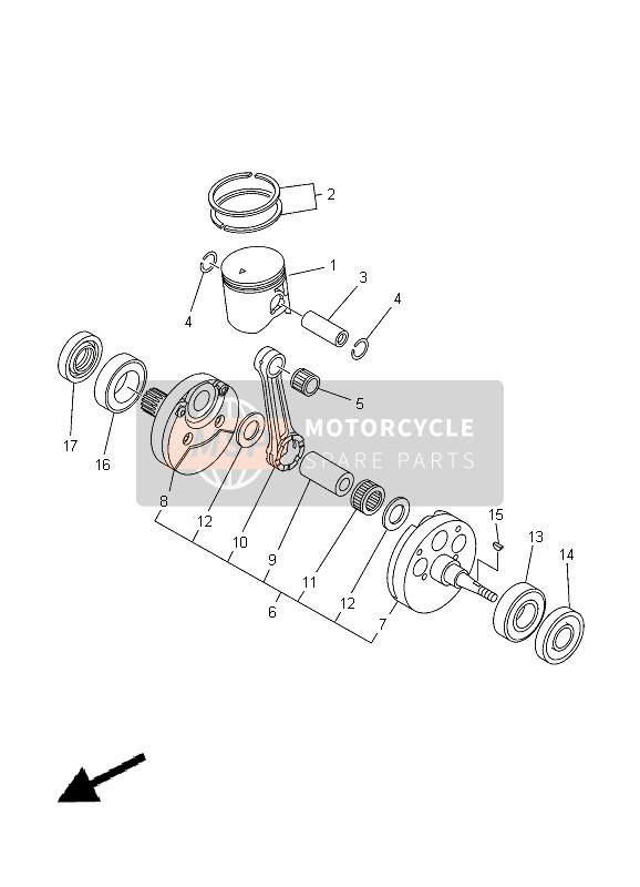 Yamaha YZ250 2012 Crankshaft & Piston for a 2012 Yamaha YZ250