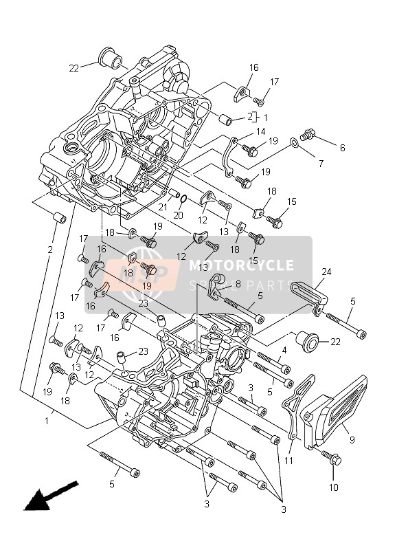 Yamaha YZ250F 2012 Crankcase for a 2012 Yamaha YZ250F