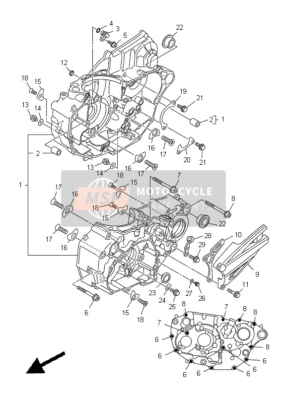 Yamaha YZ450F 2012 Crankcase for a 2012 Yamaha YZ450F