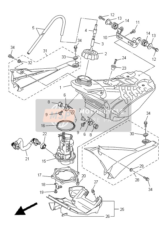 Yamaha YZ450F 2012 Réservoir d'essence pour un 2012 Yamaha YZ450F