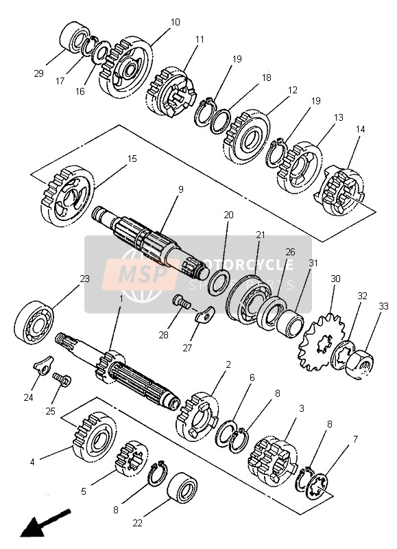 Yamaha YZ125LC 1995 Transmission for a 1995 Yamaha YZ125LC