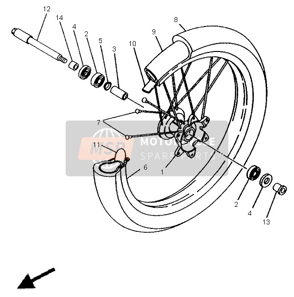 Yamaha YZ125LC 1995 Front Wheel for a 1995 Yamaha YZ125LC